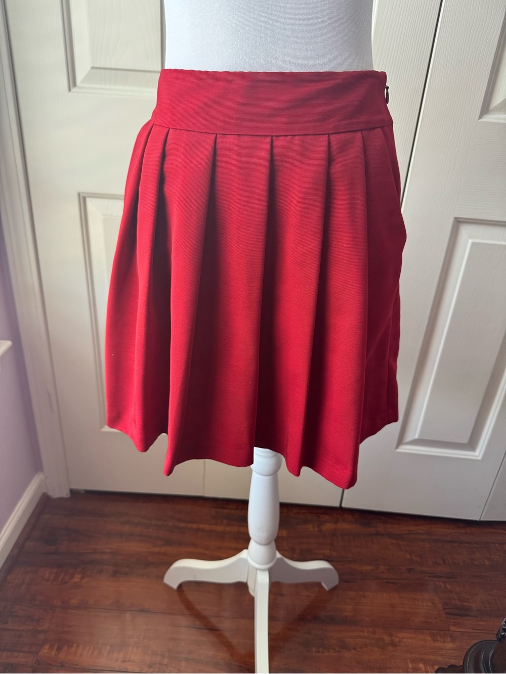 Ann Taylor Red Pleated Skater Skirt